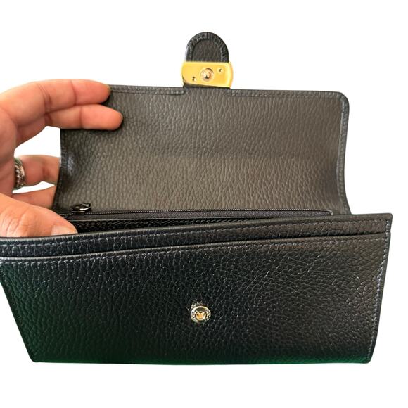Gucci Interlocking G Long Wallet Black Leather Silver 100% Authentic - Picture 11 of 14